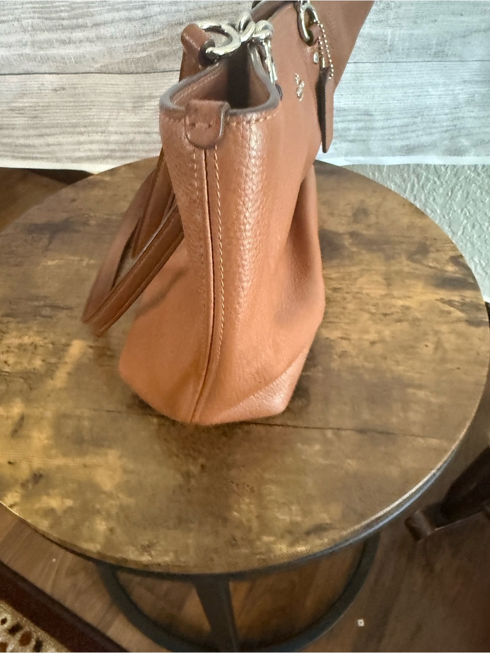Coach Pebbled Leather Tote in Cognac Brown - Picture 4 of 7